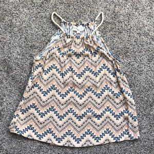 Women’s tan aztec and chevron print tank top